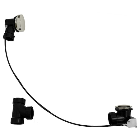 Westbrass 35" ABS Fitting Cable Drive Bathtub Pop-Up Drain Kit with Rotary Overflow Knob, Stainless Steel D50A35-20